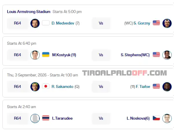 us open louis armstrong miercoles2 septiembre 2026 tiroalpalo